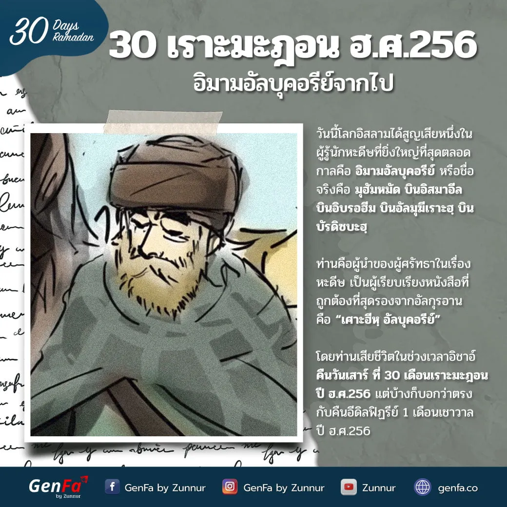 30 เราะมะฎอน ฮ.ศ.256 : อิมามอัลบุคอรีย์จากไป