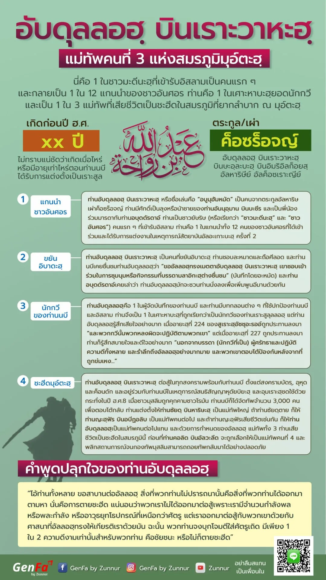 อับดุลลอฮฺ บินเราะวาหะฮฺ : แม่ทัพคนที่ 3 แห่งสมรภูมิมุอ์ตะฮฺ
