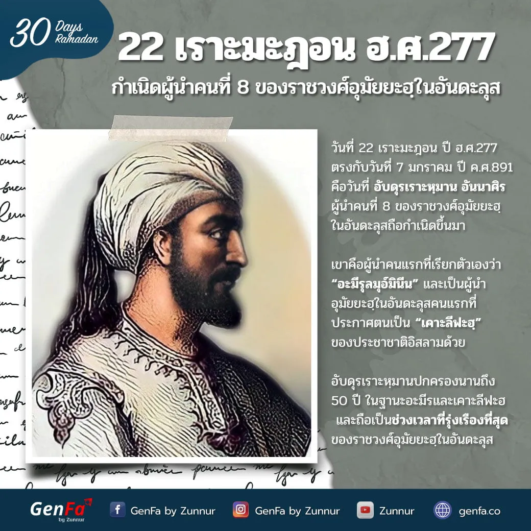 :: 22 เราะมะฎอน ฮ.ศ.277 : กำเนิดผู้นำคนที่ 8 ของราชวงศ์อุมัยยะฮฺในอันดะลุส ::