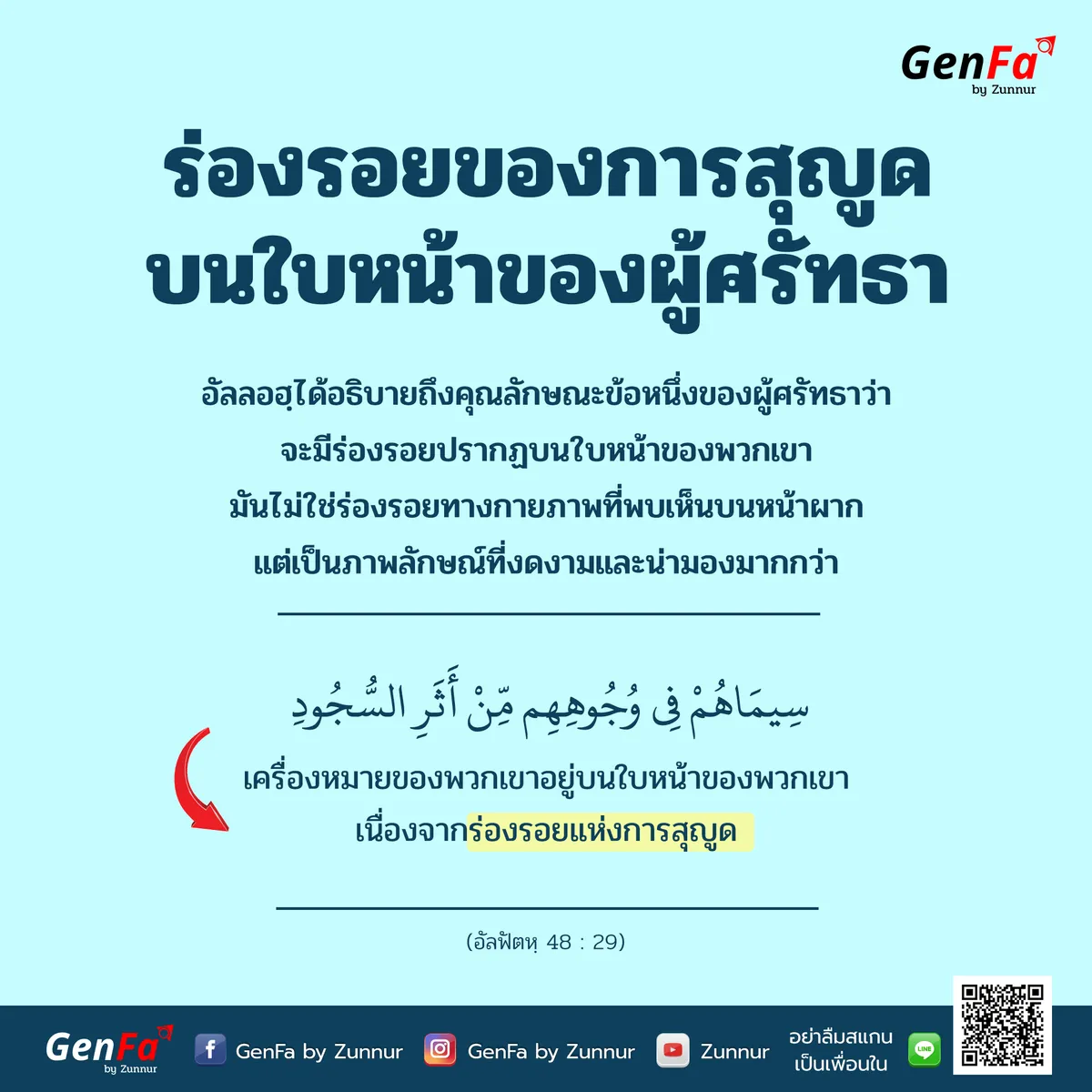 ร่องรอยของการสุญูด บนใบหน้าของผู้ศรัทธา